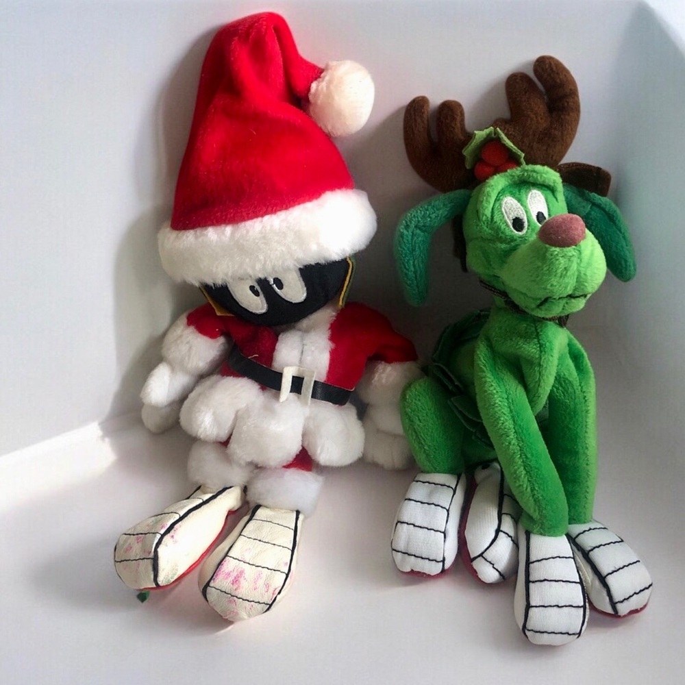 Vintage 1998 Marvin the Martian & K-9 Mini 7” Beanbag Plush Set Looney Tunes